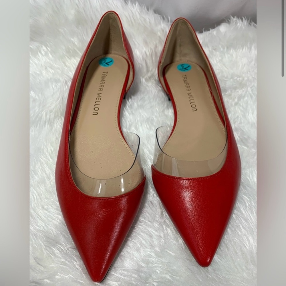 Red Tamara Mellon Capretto Flats Size EU37 1/2(US 7 1/2)Protective Film on Shoes